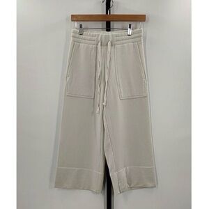 Quince SuperSoft Fleece Cropped Wide Leg Pants Cream XS